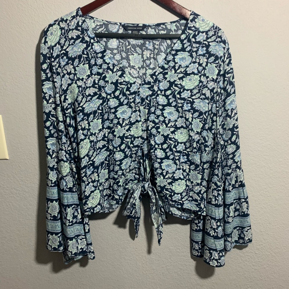 American Eagle floral V-neck with Bell sleeves